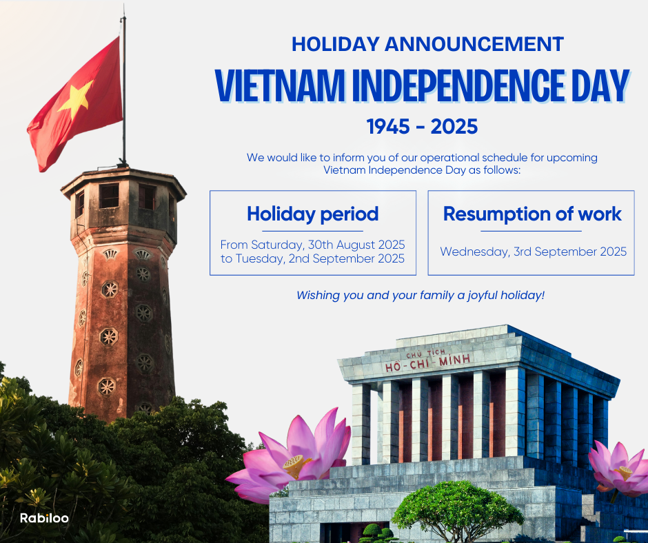 Rabiloo’s official holiday announcement for Vietnamese National Day 2025