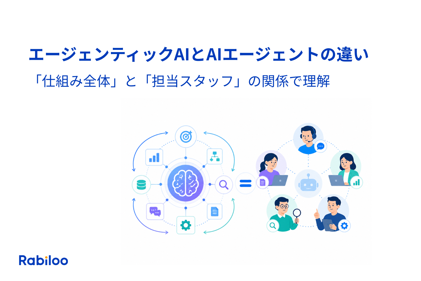 エージェンティックAIとAIエージェントの違い｜「仕組み全体」と「担当スタッフ」の関係で理解する